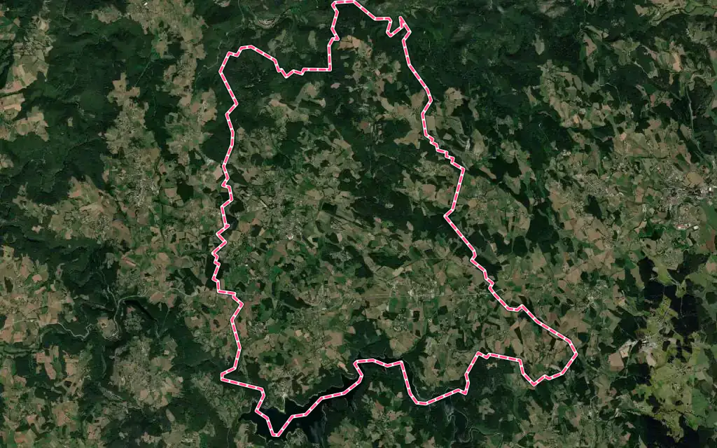 Vue satellite de Lapte avec ses contours administratifs