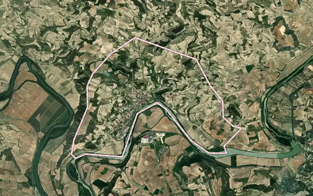Vista satélite de Lapuebla de Labarca con su contorno administrativo
