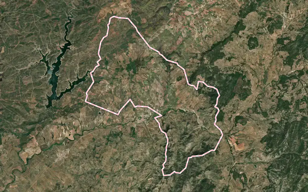 Vista satélite de La Puerta de Segura con su contorno administrativo