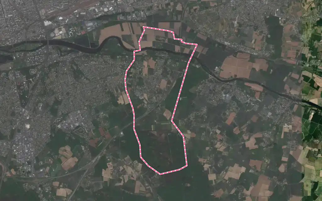 Vue satellite de Larçay avec ses contours administratifs