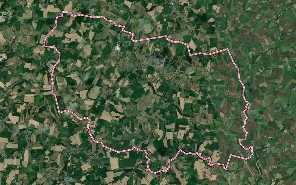 Vue satellite de Larchamp avec ses contours administratifs