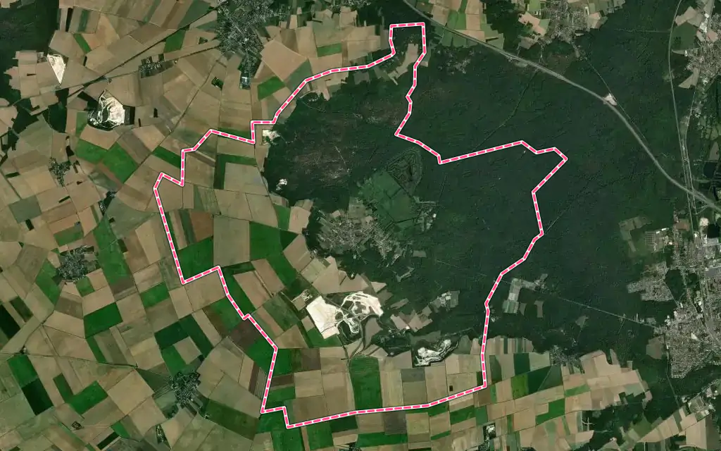 Vue satellite de Larchant avec ses contours administratifs