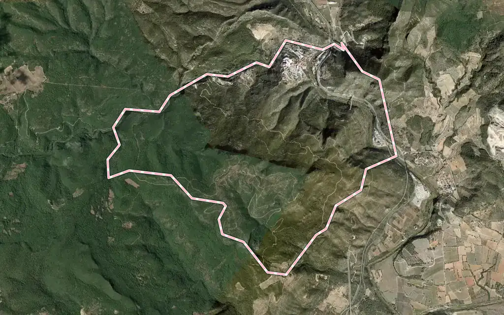Vista satélite de la Riba con su contorno administrativo