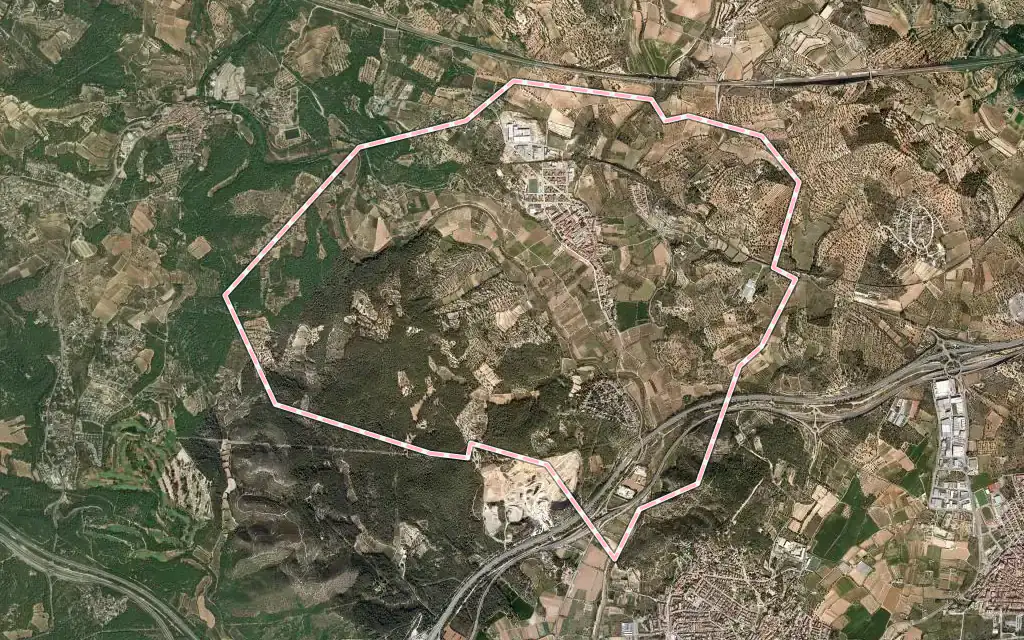 Vista satélite de la Riera de Gaià con su contorno administrativo