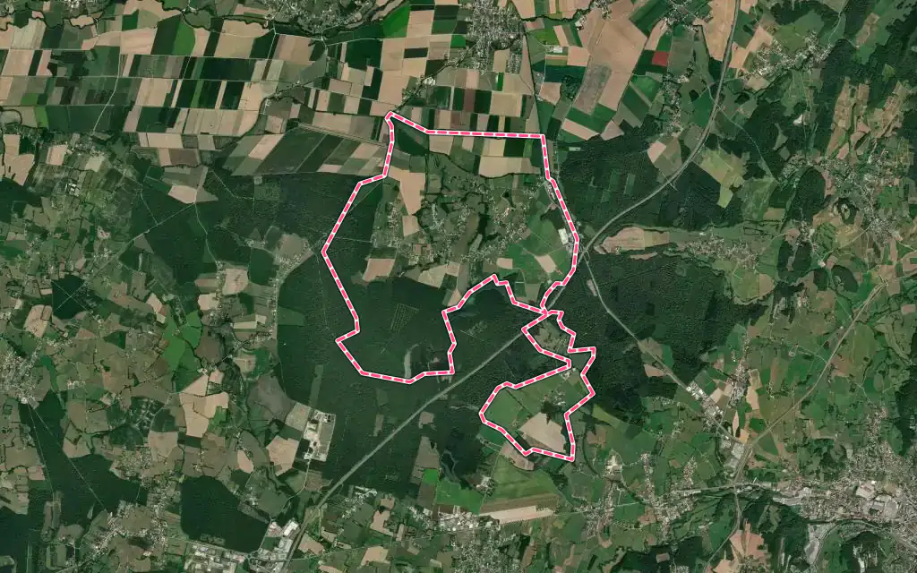 Vue satellite de Larnaud avec ses contours administratifs