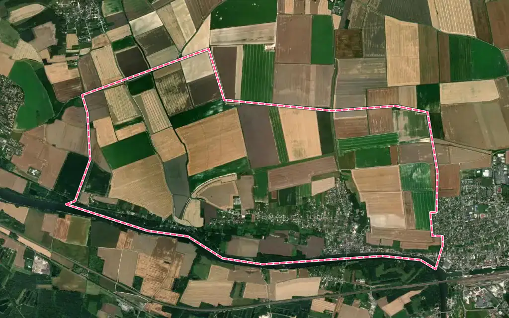 Vue satellite de Laroche-Saint-Cydroine avec ses contours administratifs