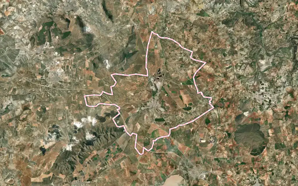 Vista satélite de La Roda de Andalucía con su contorno administrativo