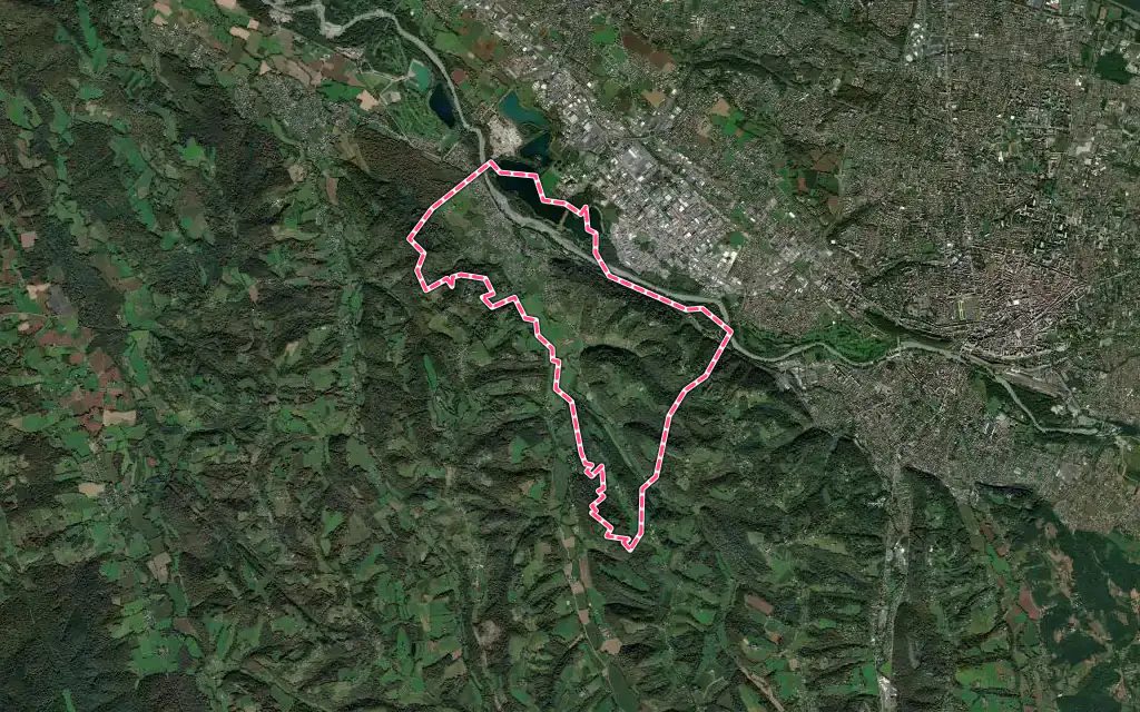 Vue satellite de Laroin avec ses contours administratifs