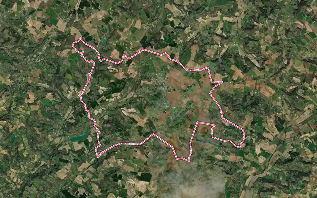 Vue satellite de Laroque-Timbaut avec ses contours administratifs