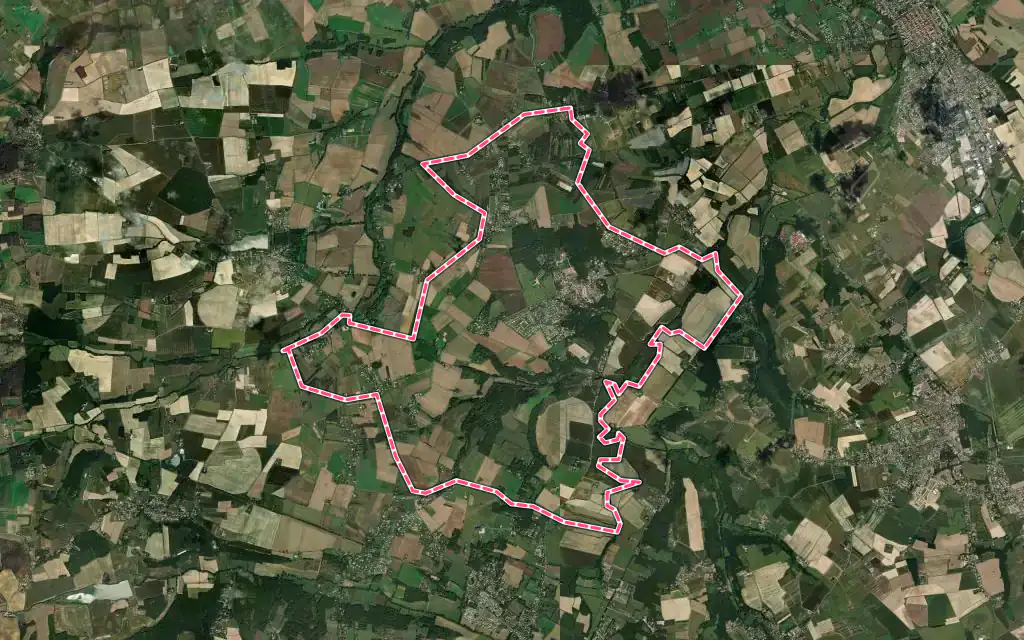 Vue satellite de Larra avec ses contours administratifs