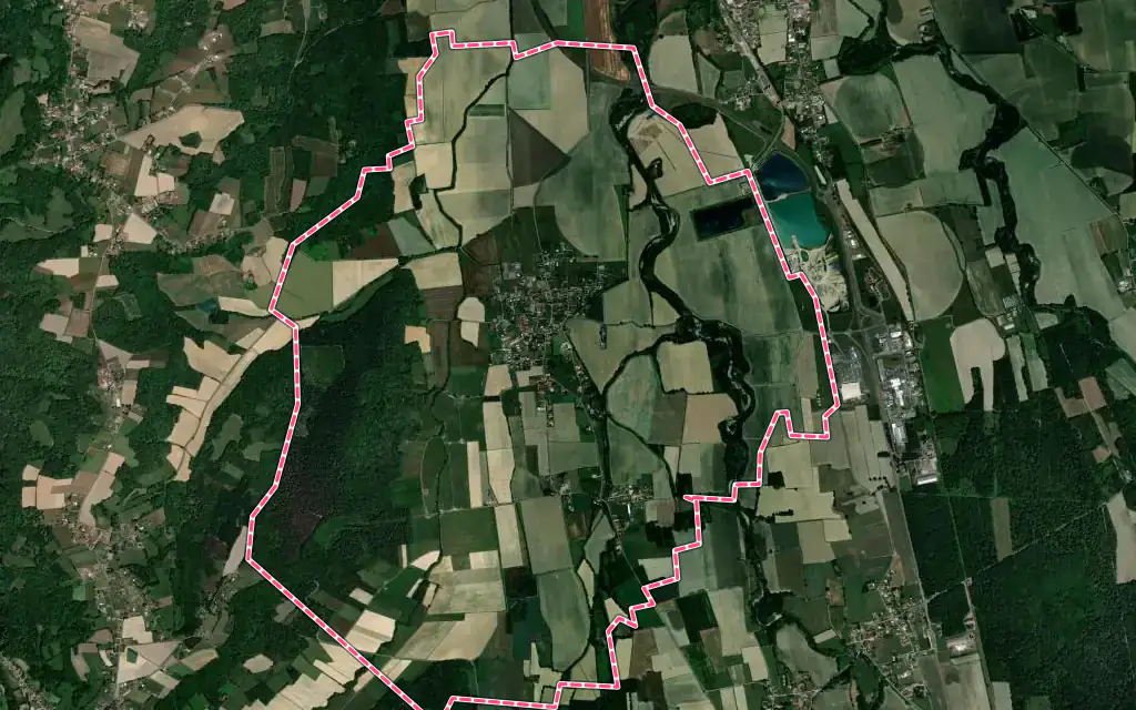 Vue satellite de Larreule avec ses contours administratifs