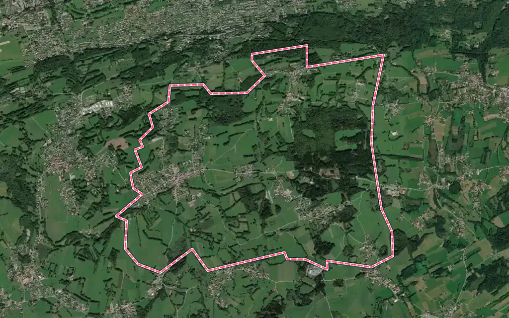 Vue satellite de Larringes avec ses contours administratifs