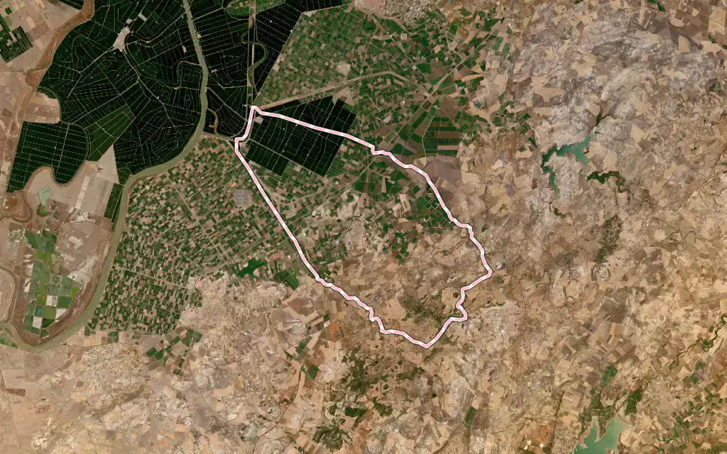 Vista satélite de Las Cabezas de San Juan con su contorno administrativo