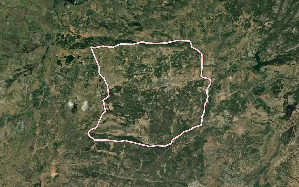 Vista satélite de Las Navas del Marqués con su contorno administrativo