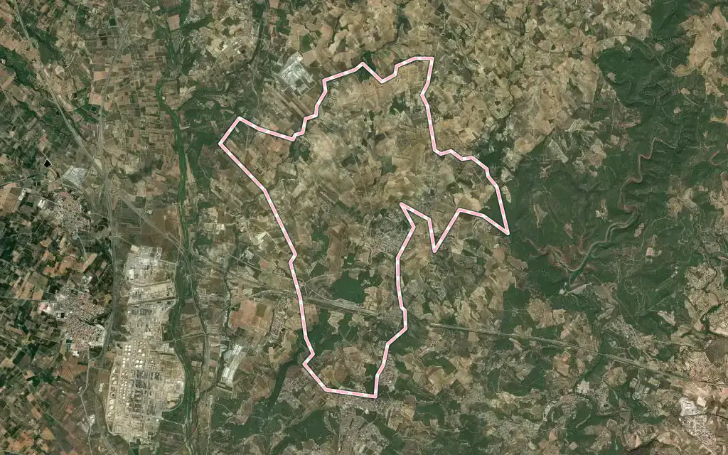 Vista satélite de la Secuita con su contorno administrativo