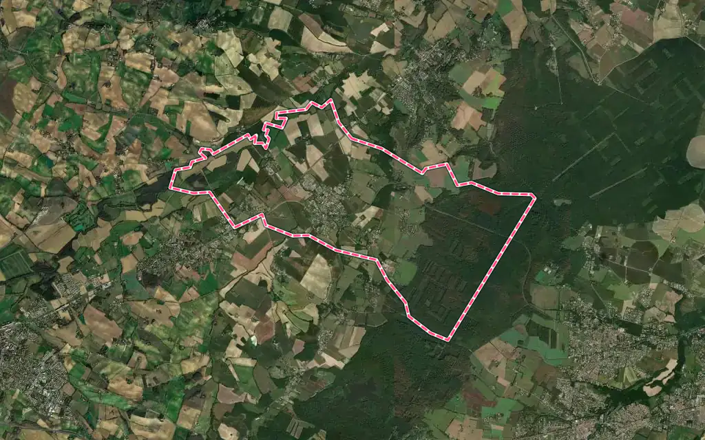 Vue satellite de Lasserre-Pradère avec ses contours administratifs