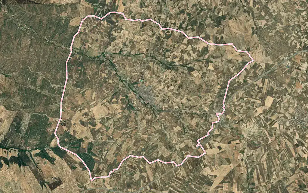 Vista satélite de La Torre de Esteban Hambrán con su contorno administrativo
