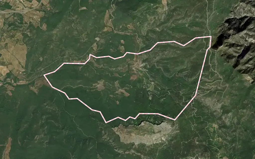 Vista satélite de la Torre de Fontaubella con su contorno administrativo