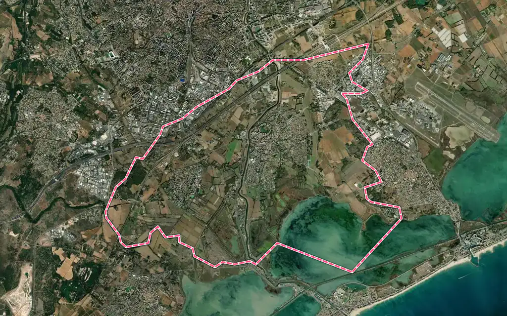 Vue satellite de Lattes avec ses contours administratifs