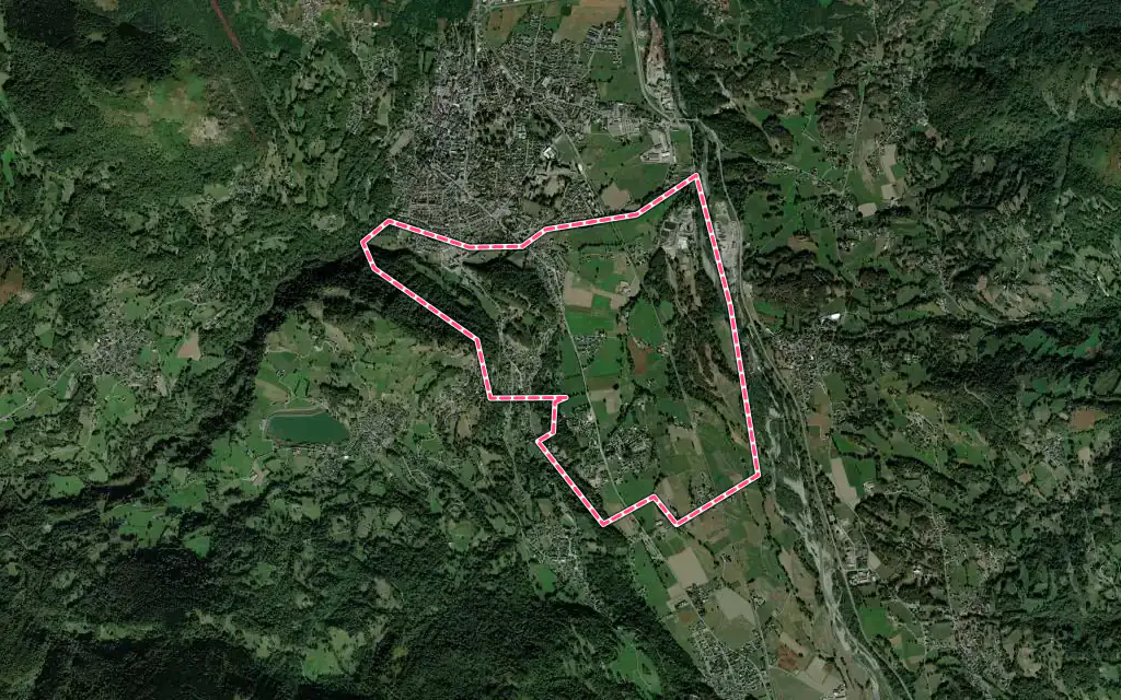 Vue satellite de Lau-Balagnas avec ses contours administratifs