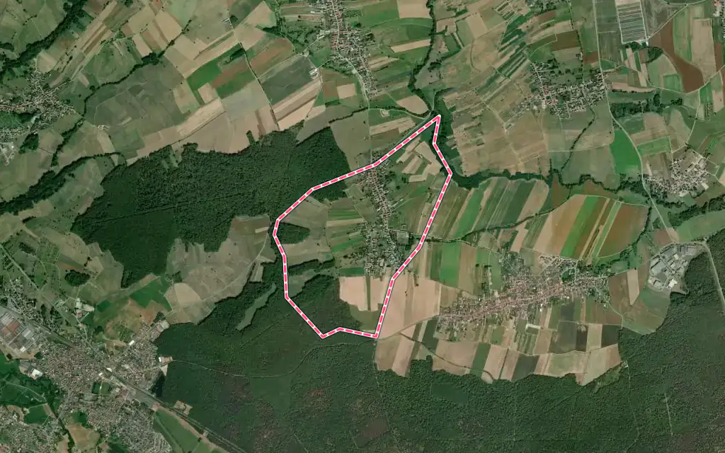 Vue satellite de Laubach avec ses contours administratifs