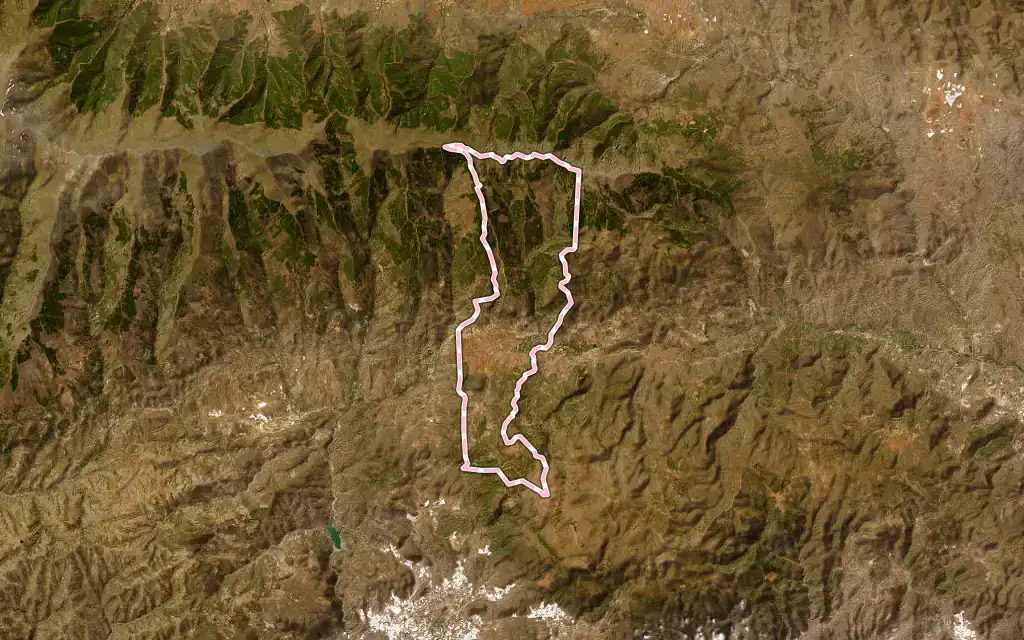 Vista satélite de Laujar de Andarax con su contorno administrativo