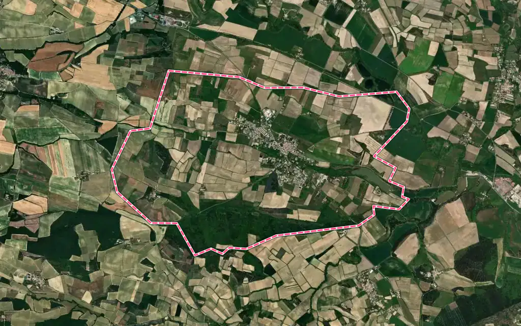 Vue satellite de Lauraguel avec ses contours administratifs
