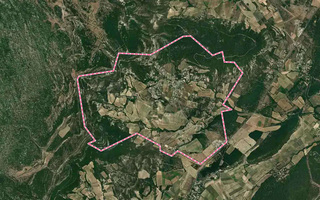 Vue satellite de Lauret avec ses contours administratifs