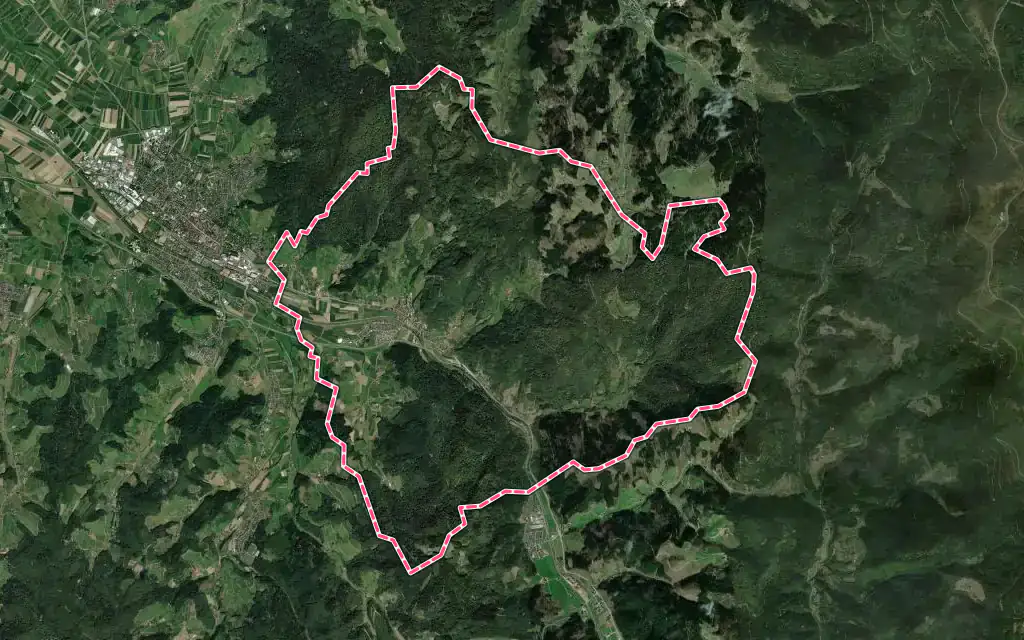 Vue satellite de Lautenbach avec ses contours administratifs
