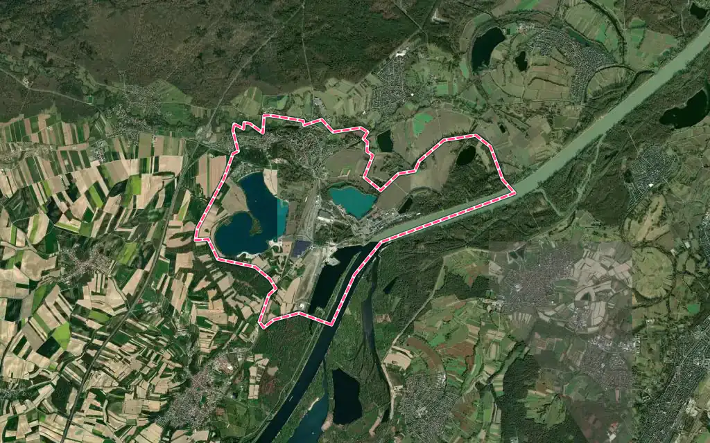 Vue satellite de Lauterbourg avec ses contours administratifs