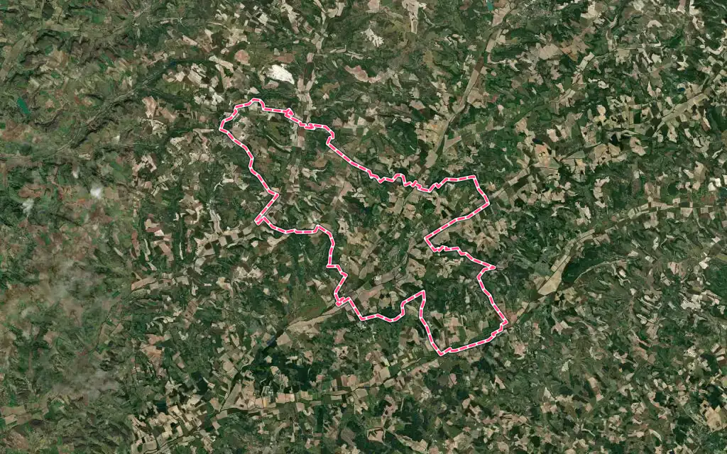 Vue satellite de Lauzerte avec ses contours administratifs