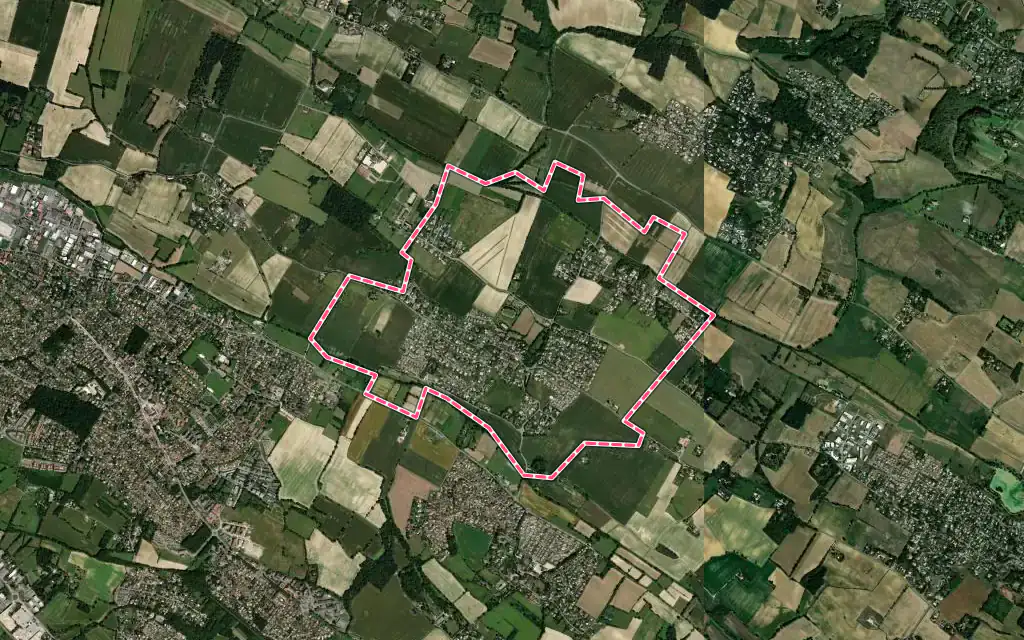 Vue satellite de Lauzerville avec ses contours administratifs
