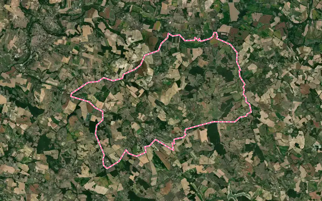 Vue satellite de Lauzun avec ses contours administratifs