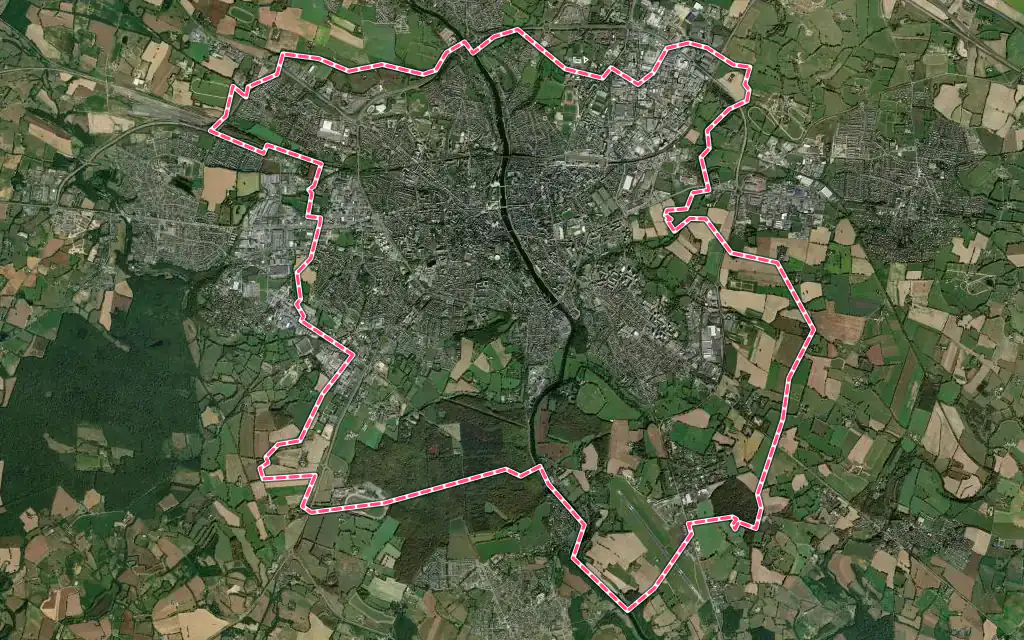 Vue satellite de Laval avec ses contours administratifs