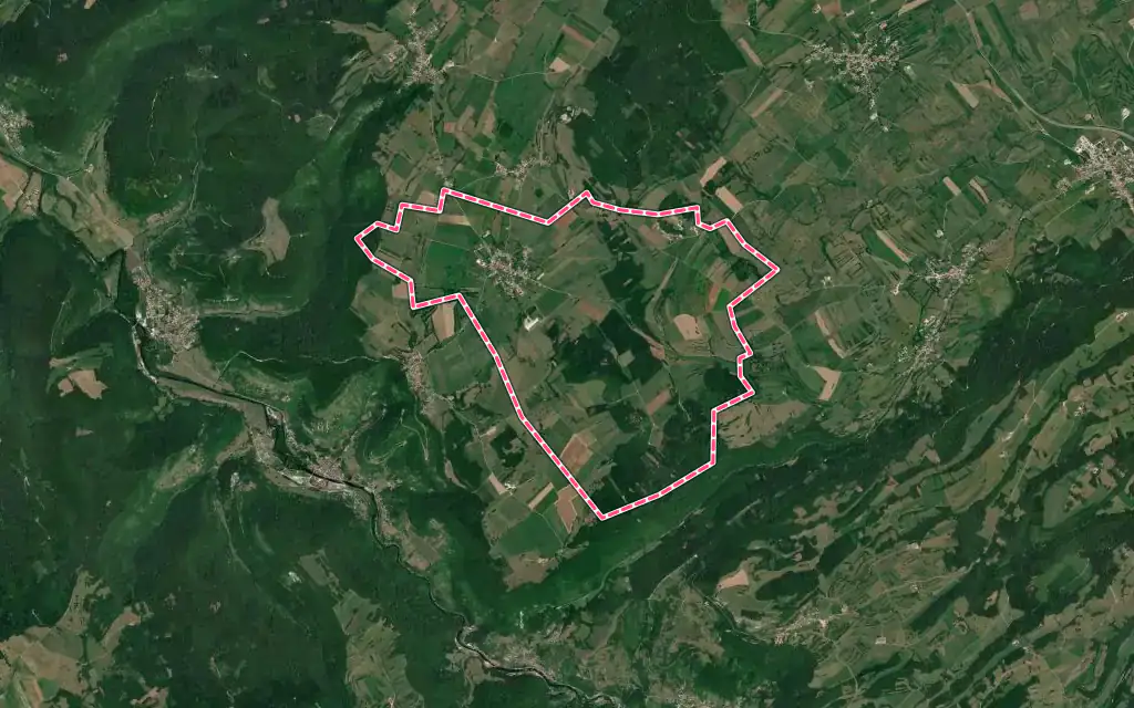 Vue satellite de Lavans-Vuillafans avec ses contours administratifs