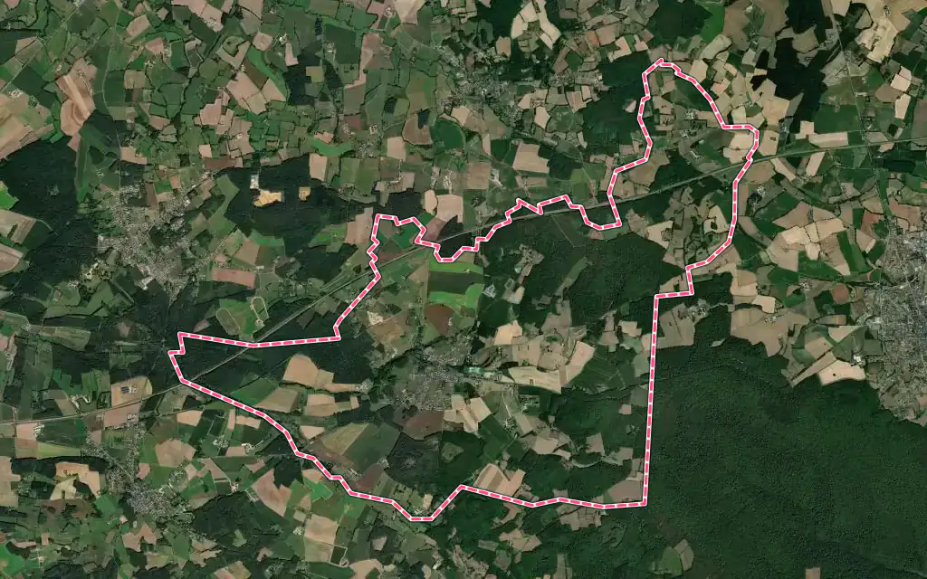 Vue satellite de Lavaré avec ses contours administratifs