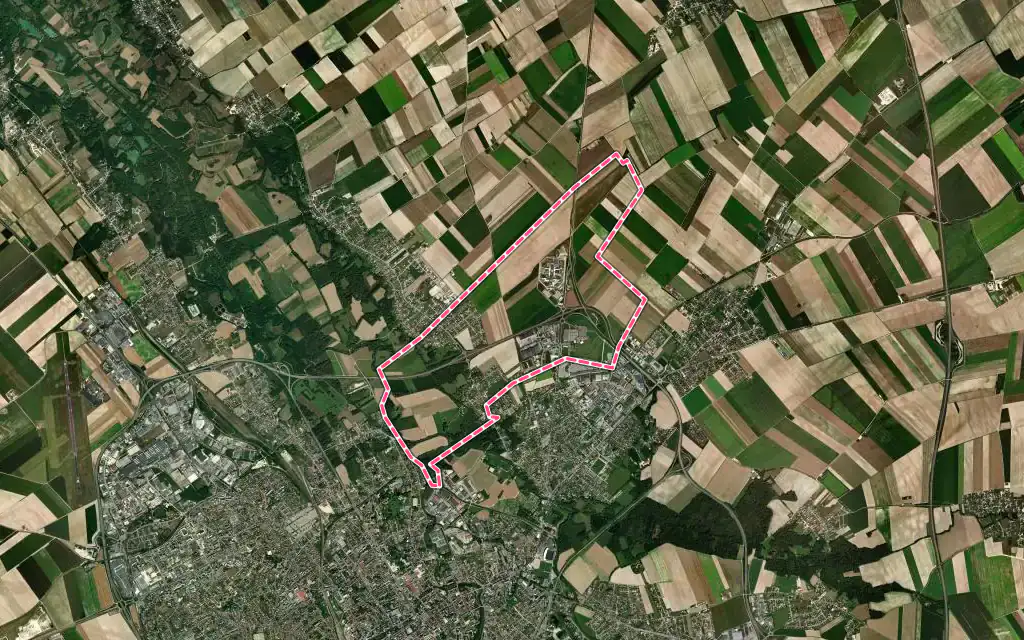 Vue satellite de Lavau avec ses contours administratifs