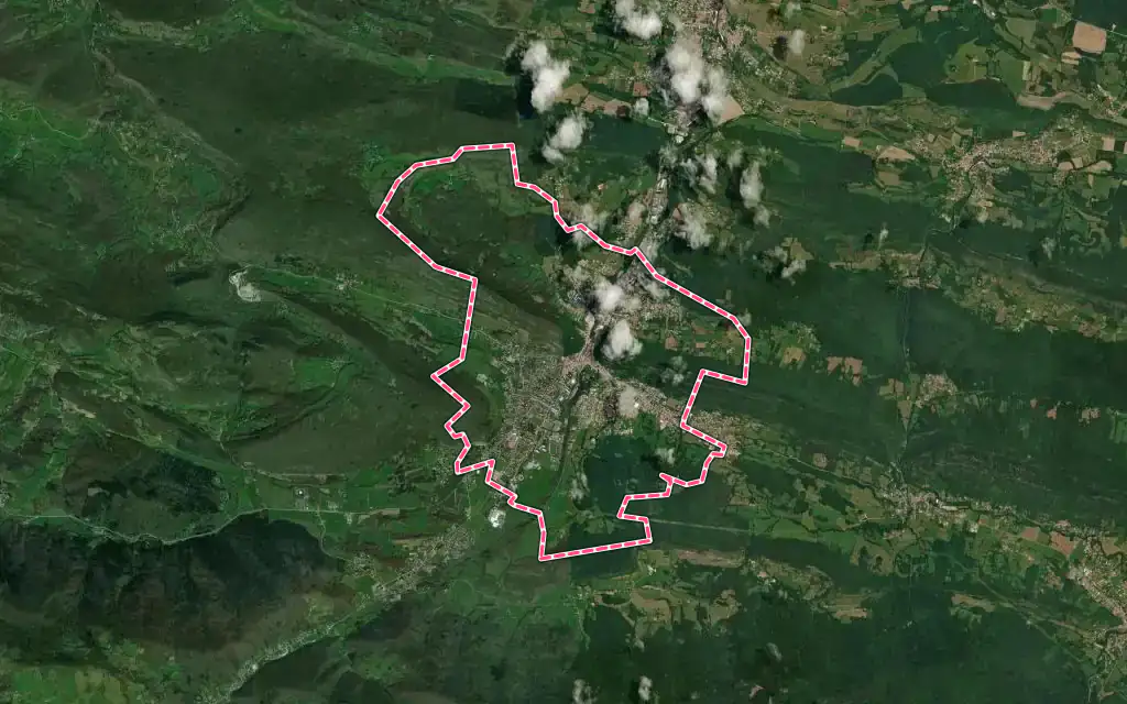 Vue satellite de Lavelanet avec ses contours administratifs