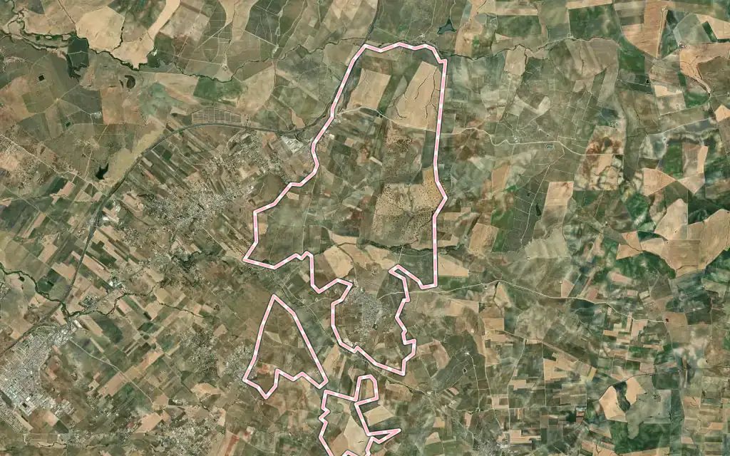 Vista satélite de La Victoria con su contorno administrativo