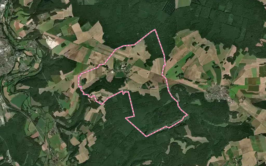 Vue satellite de Laville-aux-Bois avec ses contours administratifs