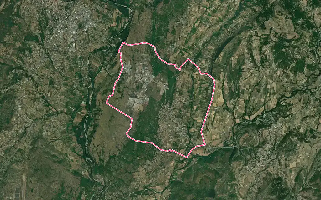 Vue satellite de Lavilledieu avec ses contours administratifs