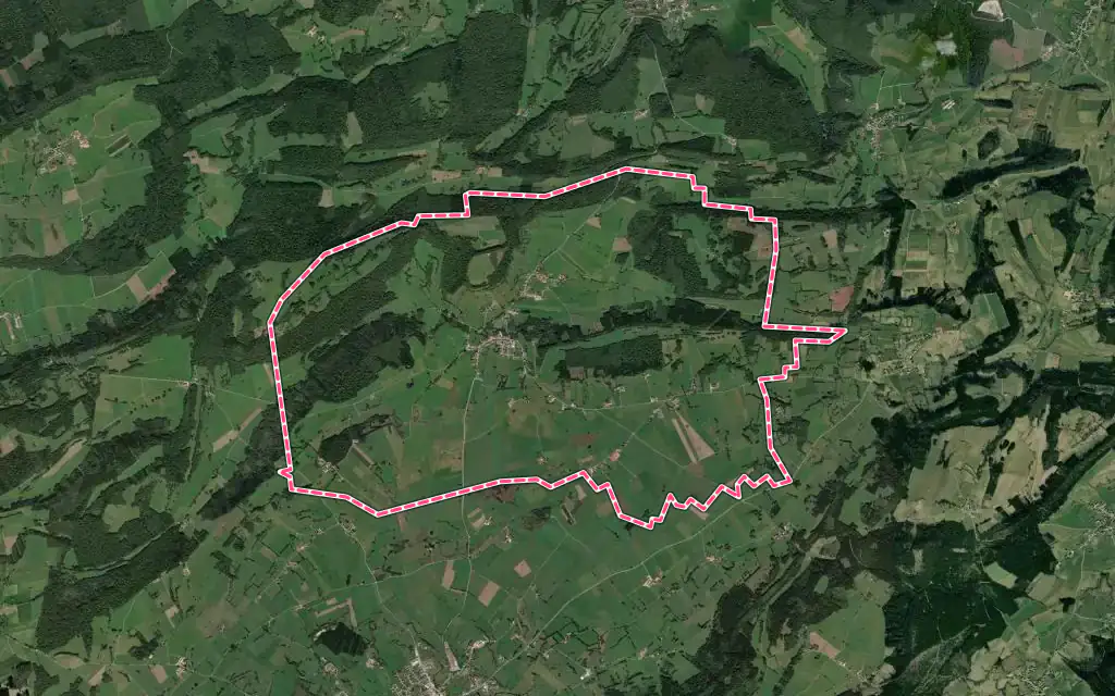 Vue satellite de Laviron avec ses contours administratifs