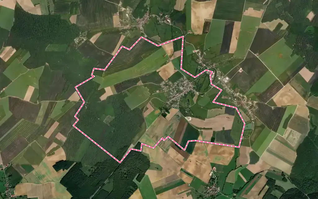 Vue satellite de Lavoncourt avec ses contours administratifs