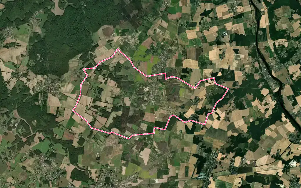 Vue satellite de Lavoux avec ses contours administratifs