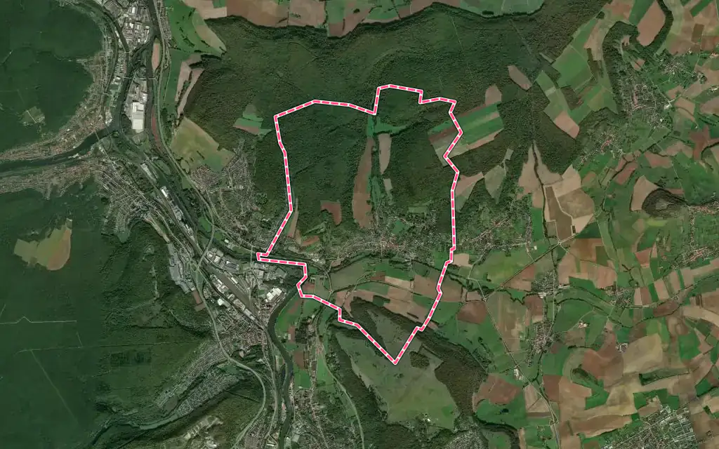 Vue satellite de Lay-Saint-Christophe avec ses contours administratifs