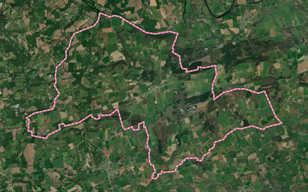 Vue satellite de Laz avec ses contours administratifs