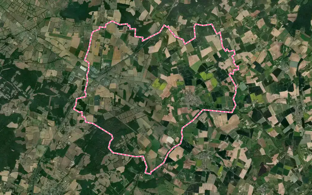 Vue satellite de Le Bailleul avec ses contours administratifs