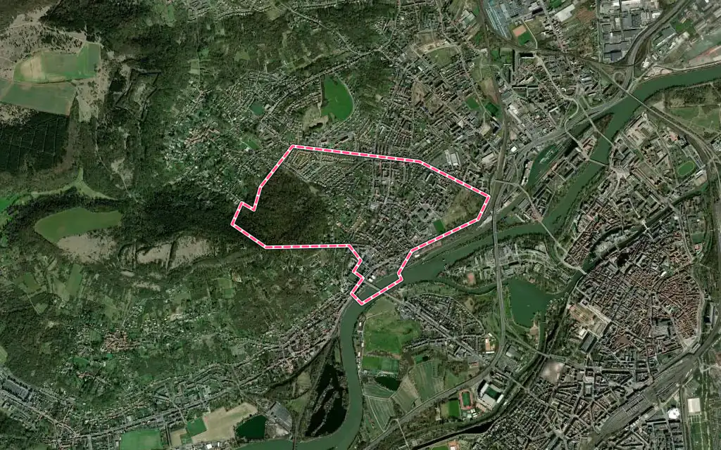 Vue satellite de Le Ban-Saint-Martin avec ses contours administratifs