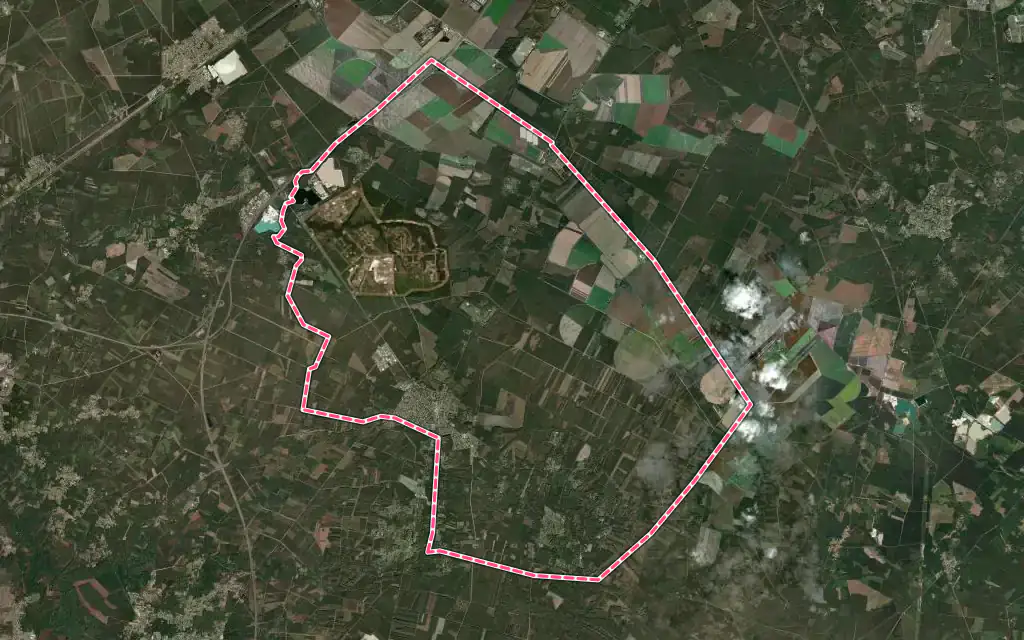 Vue satellite de Le Barp avec ses contours administratifs