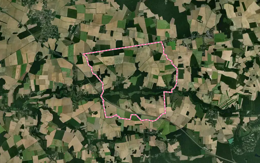 Vue satellite de Le Bignon-Mirabeau avec ses contours administratifs